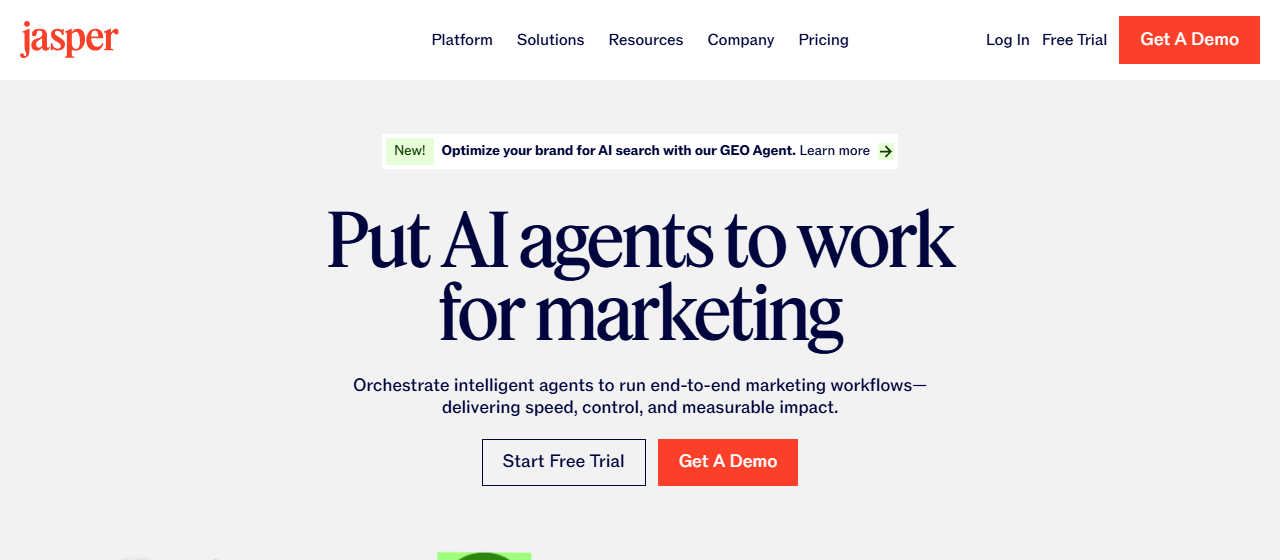 Jasper homepage — screenshot of jasper.ai